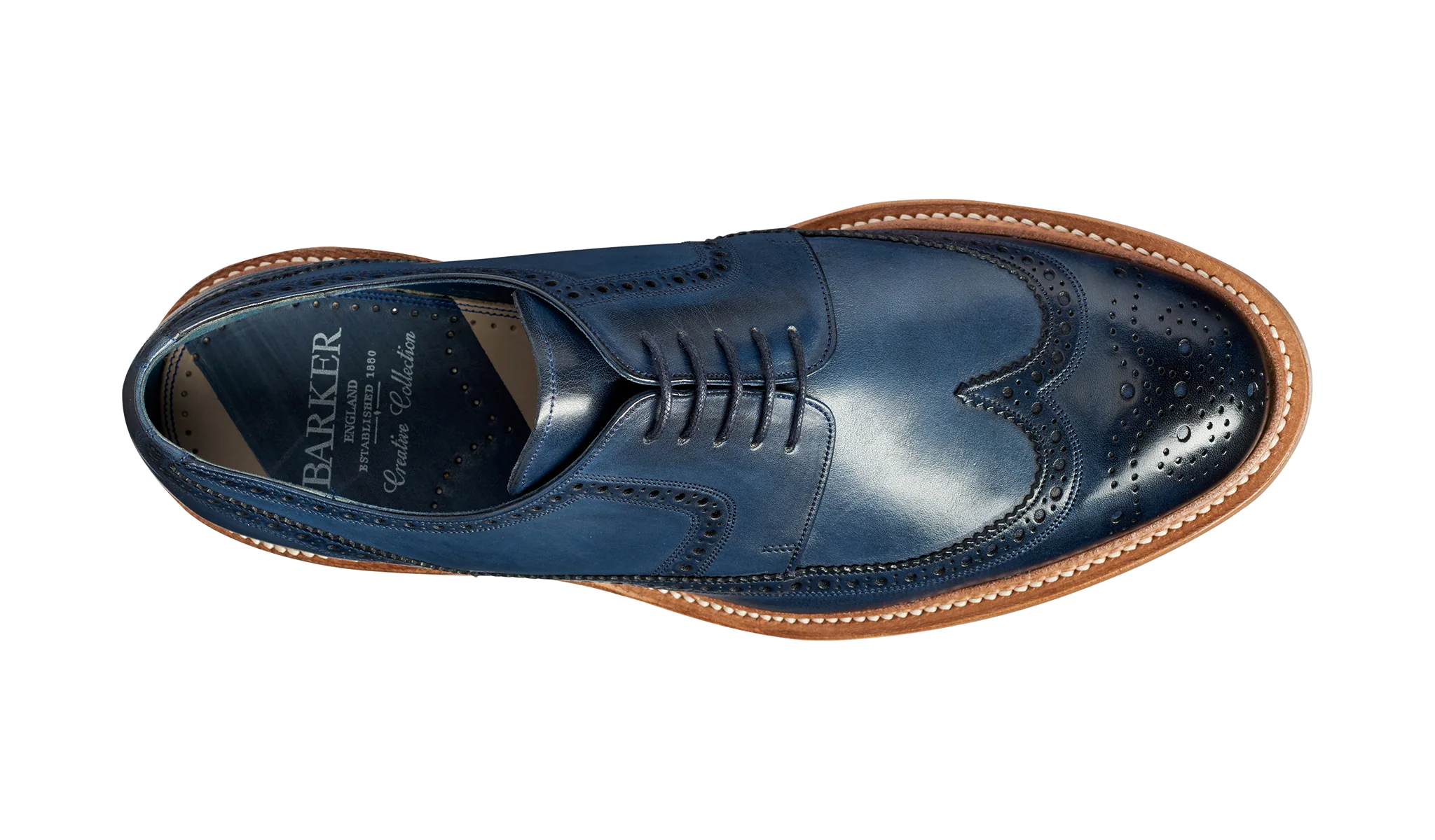 Bailey - Navy Hand Painted - Wingtip Derby Shoe - Image 3