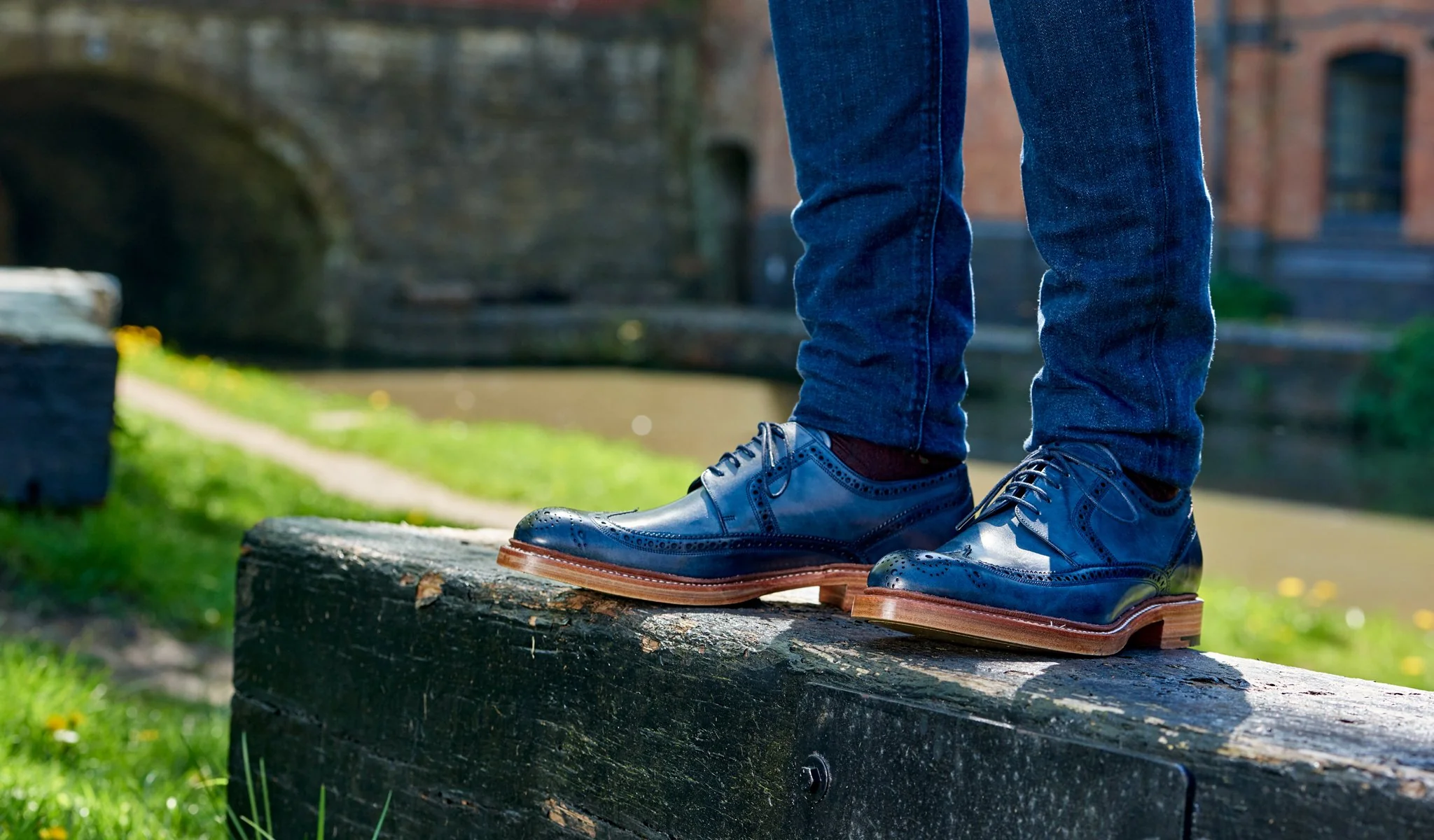 Bailey - Navy Hand Painted - Wingtip Derby Shoe - Image 5