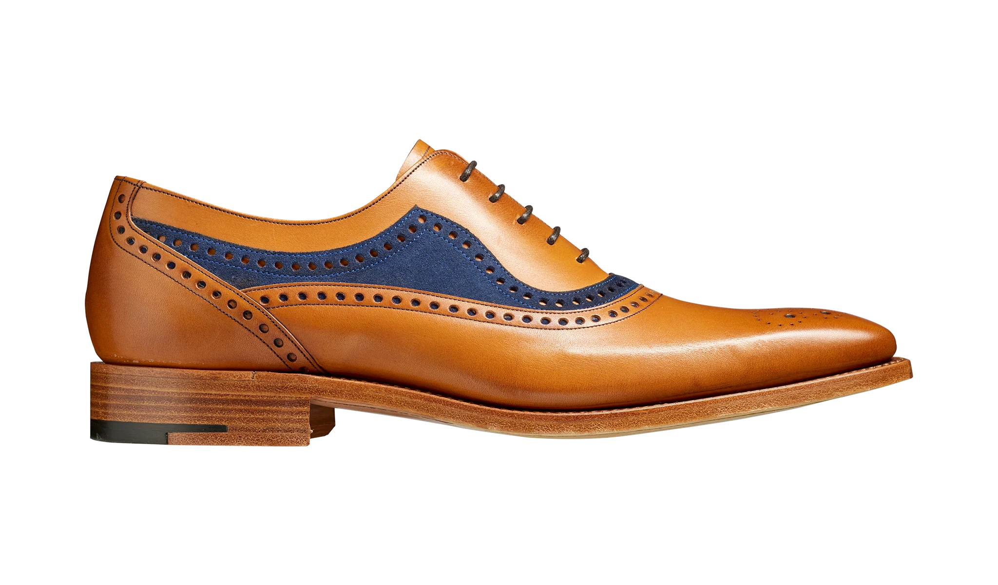 Brandon - Cedar Calf / Navy Suede - Barker Oxford Brogue - Image 2