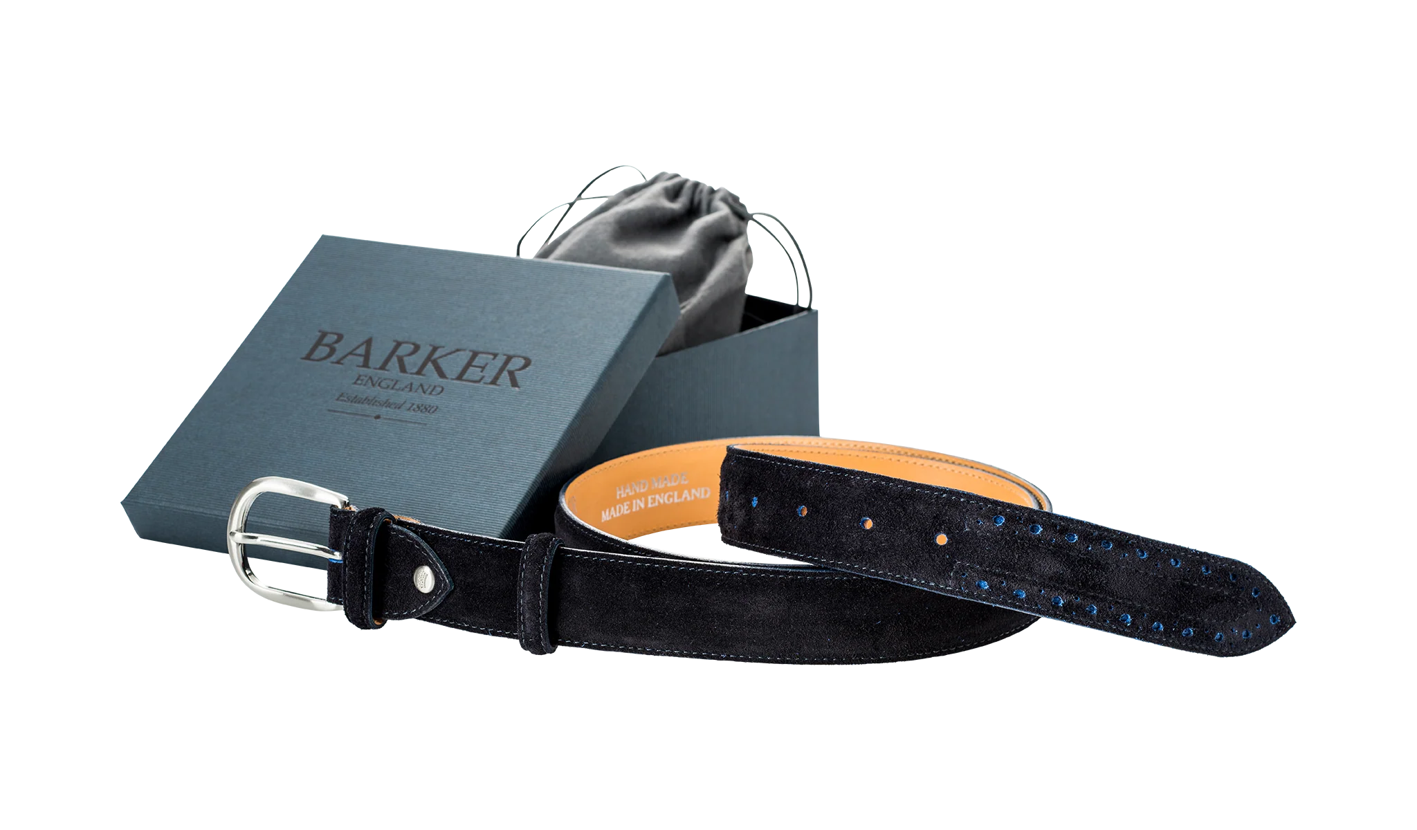 Brogue Belt - Navy / Blue Cut Through Suede