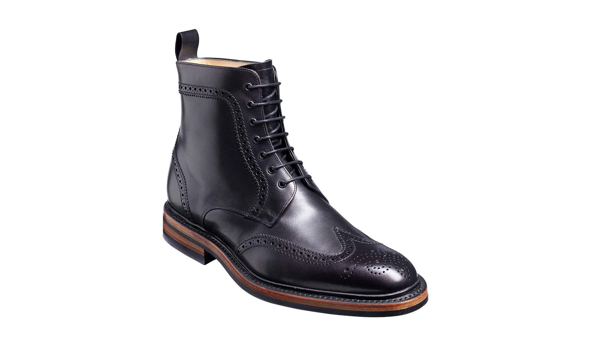 Calder - Black Calf Wing-cap Boot