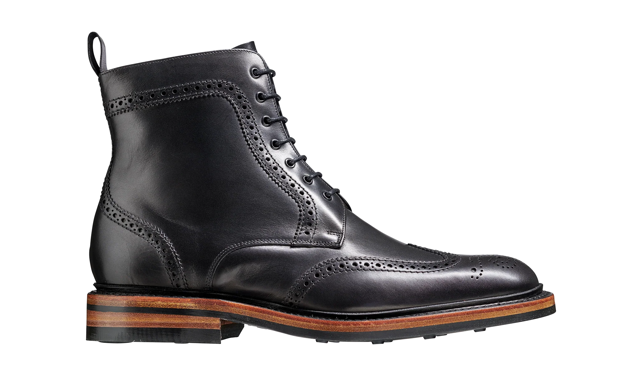 Calder - Black Calf Wing-cap Boot - Image 2