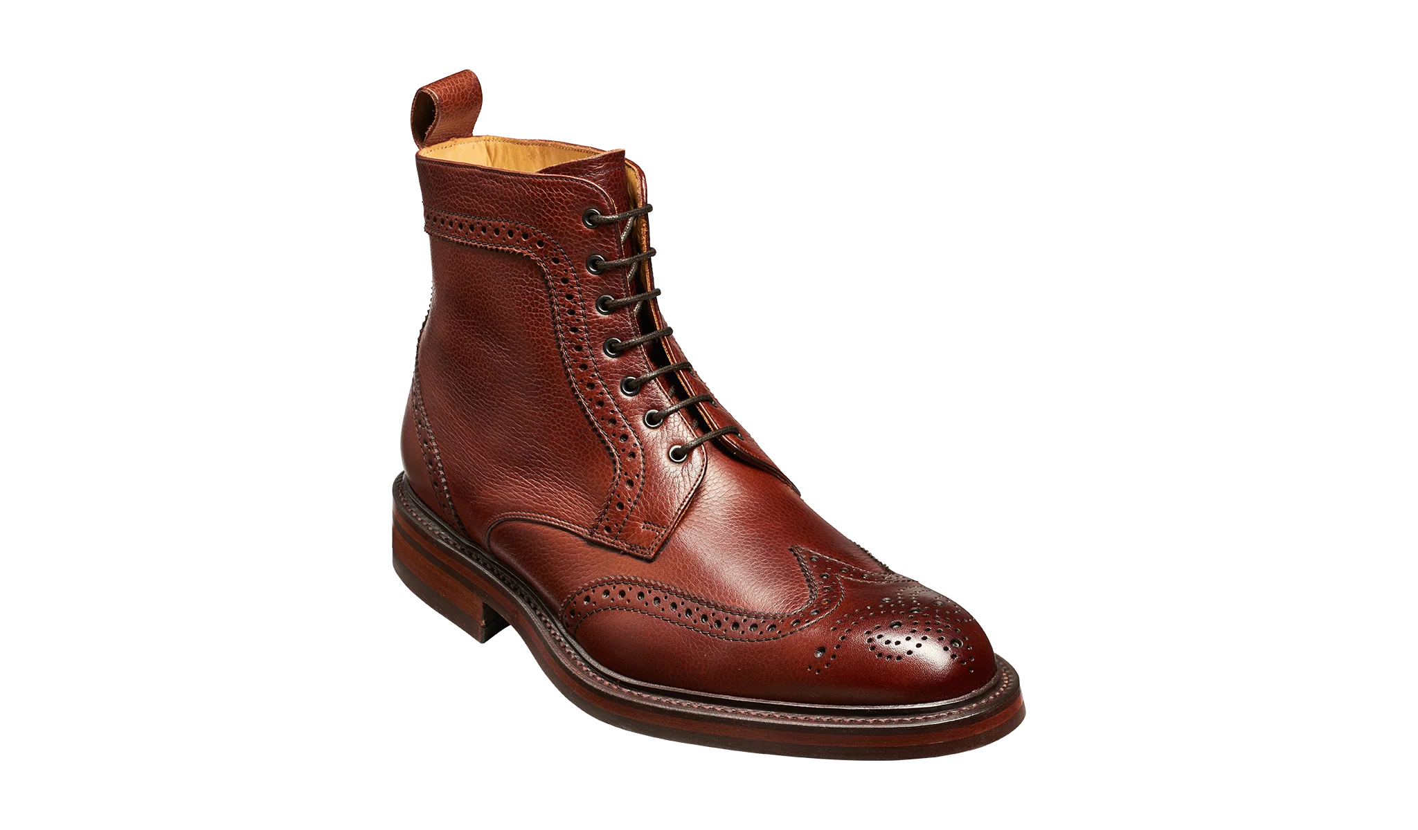 Calder - Cherry Grain Wingtip Boot with Rubber Sole