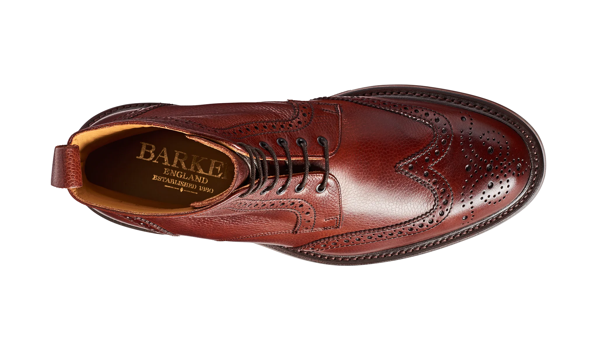 Calder - Cherry Grain Wingtip Boot with Rubber Sole - Image 3