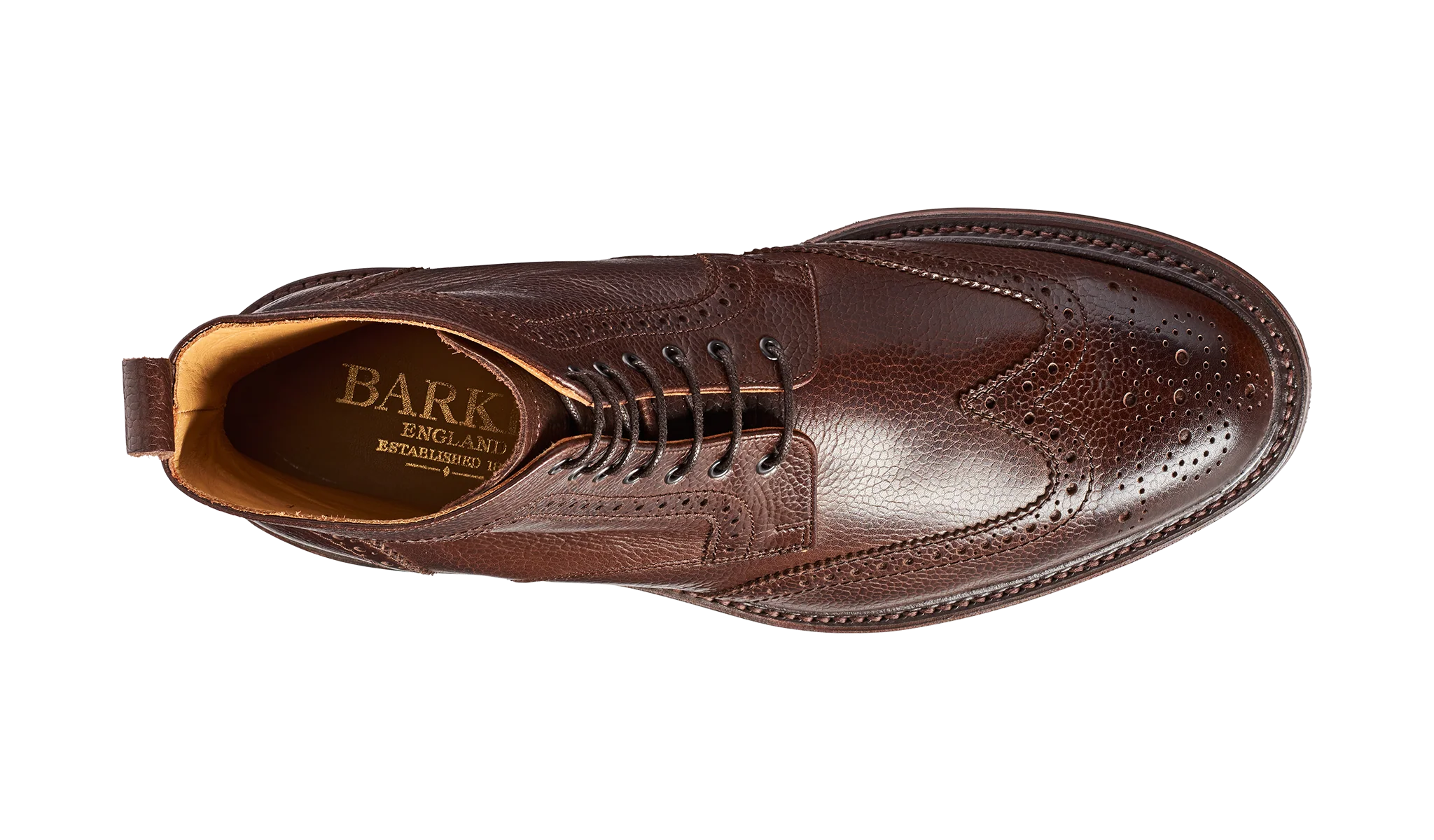 Calder - Dark Brown Grain Mens Wingtip Boot - Image 3