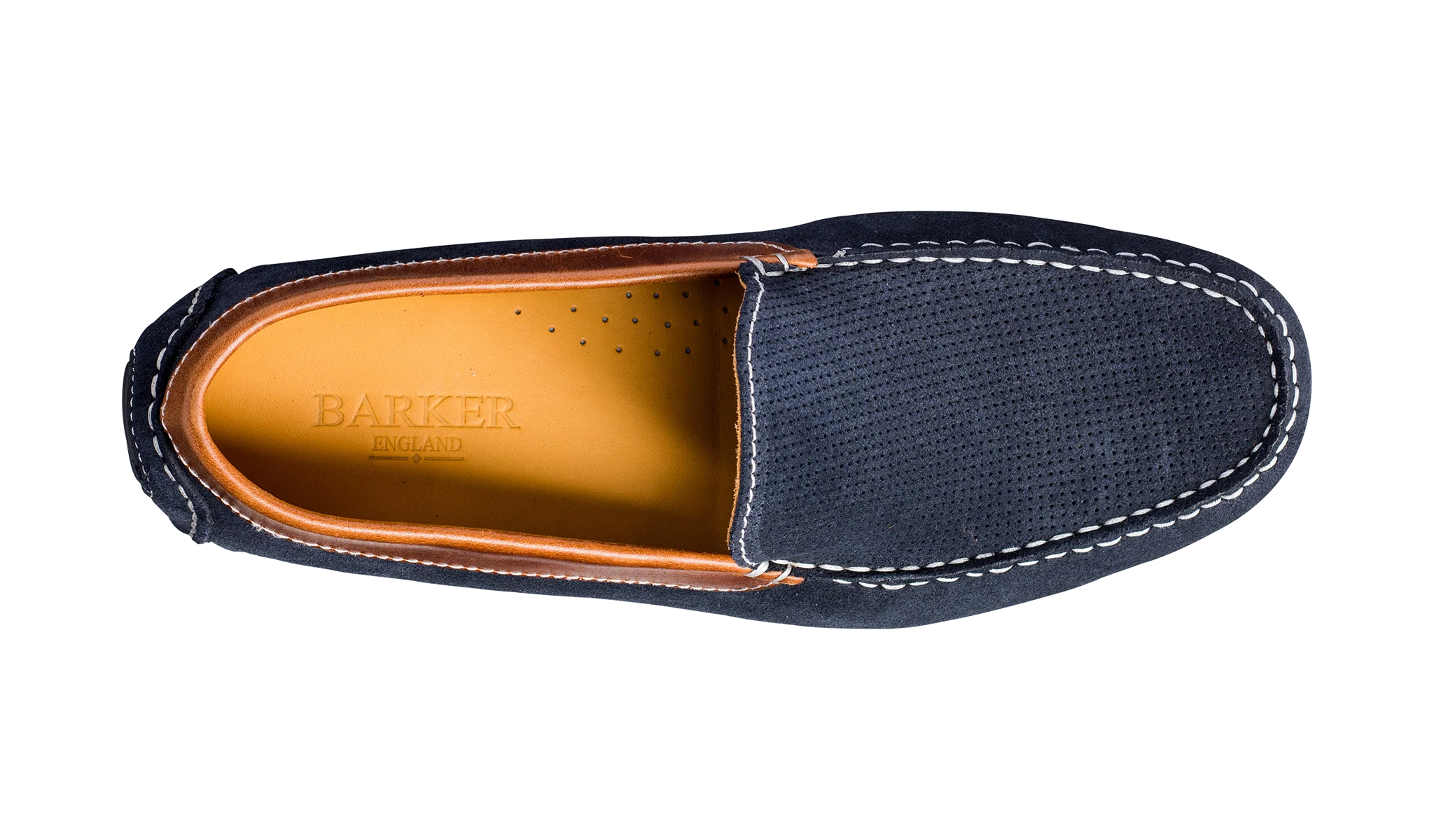 Denby - Navy Suede / Brown Collar Driving Shoe - Image 3
