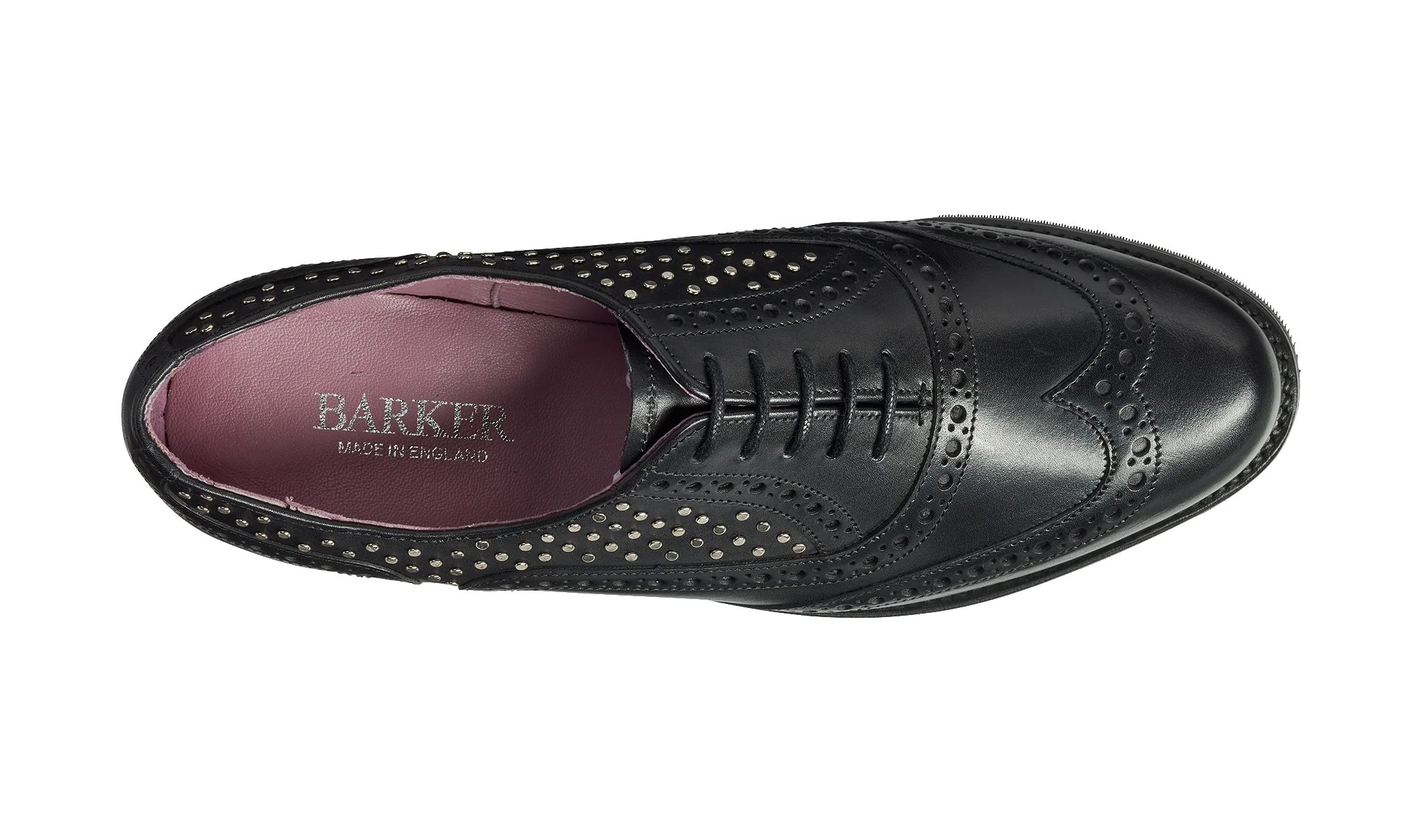 Freya - Black Calf / Studs Womens Brogues - Image 3
