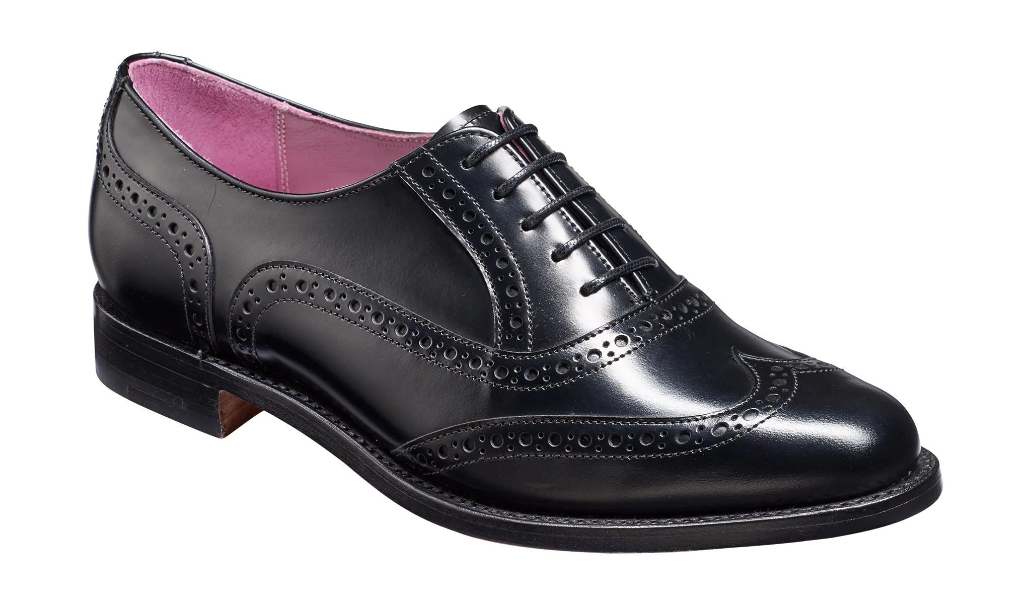 Freya - Black Hi-Shine Brogue Shoe Women