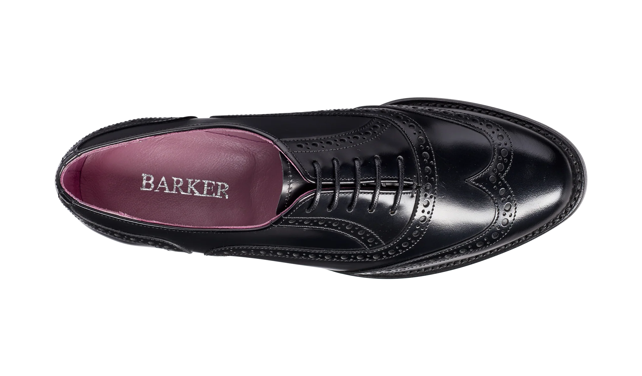 Freya - Black Hi-Shine Brogue Shoe Women - Image 3