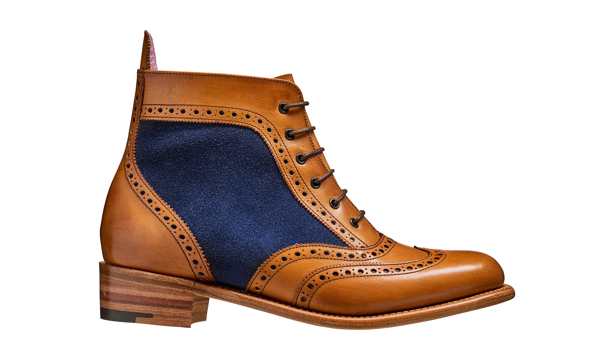 Grace - Cedar Calf / Blue Suede Women Lace up Boot - Image 2