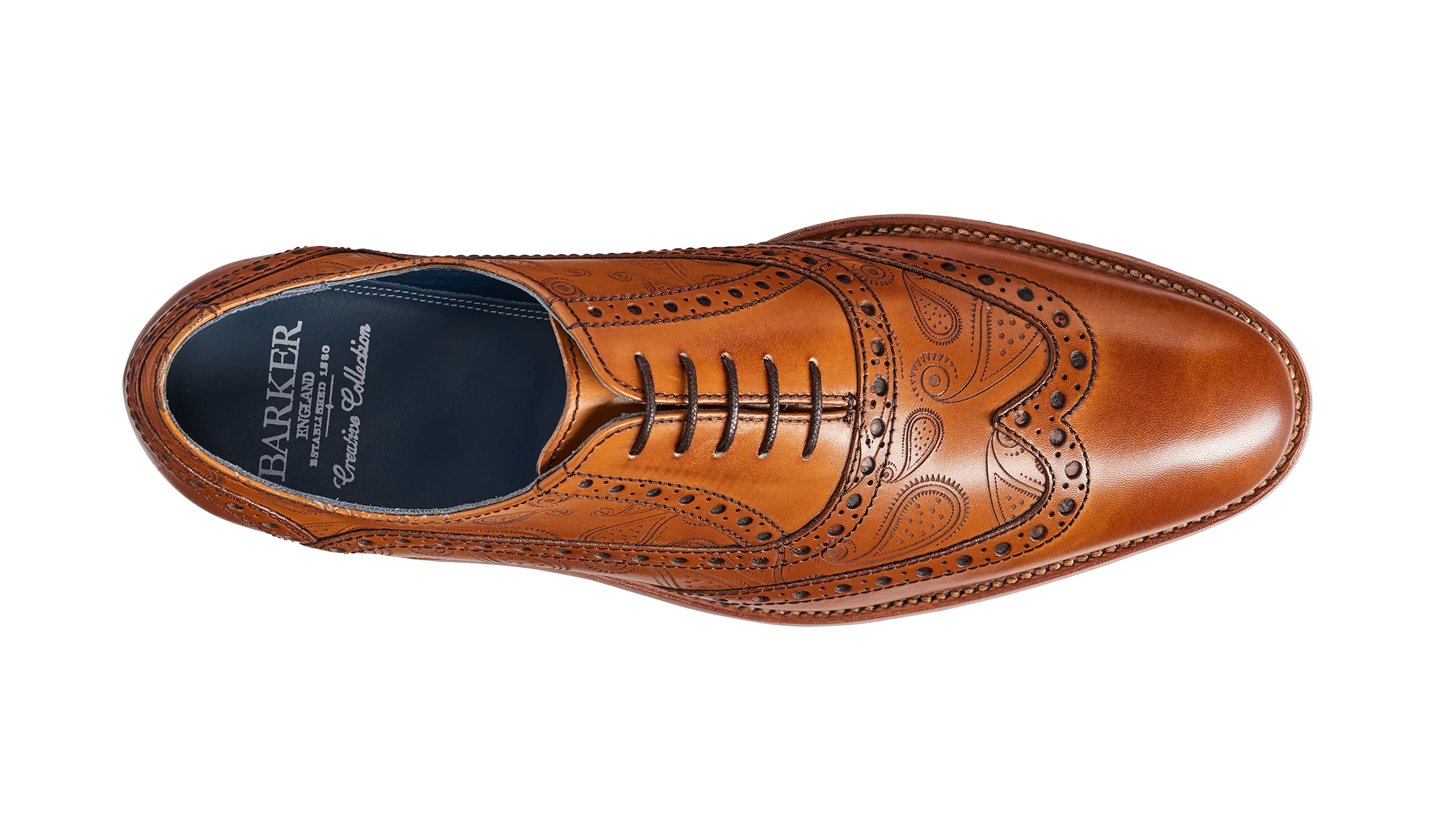 Grant - Cedar Calf / Paisley Laser Brogue Shoe - Image 3