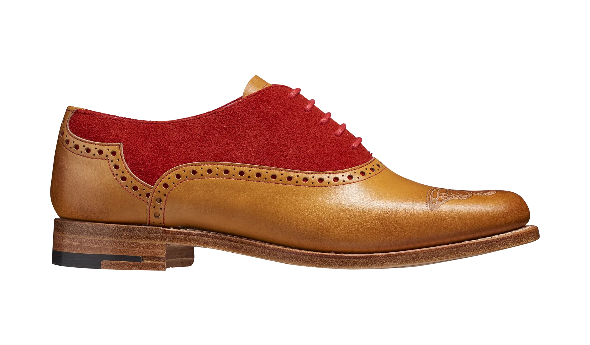 Gwen - Cedar Calf / Red Suede Oxford Shoe - Image 2
