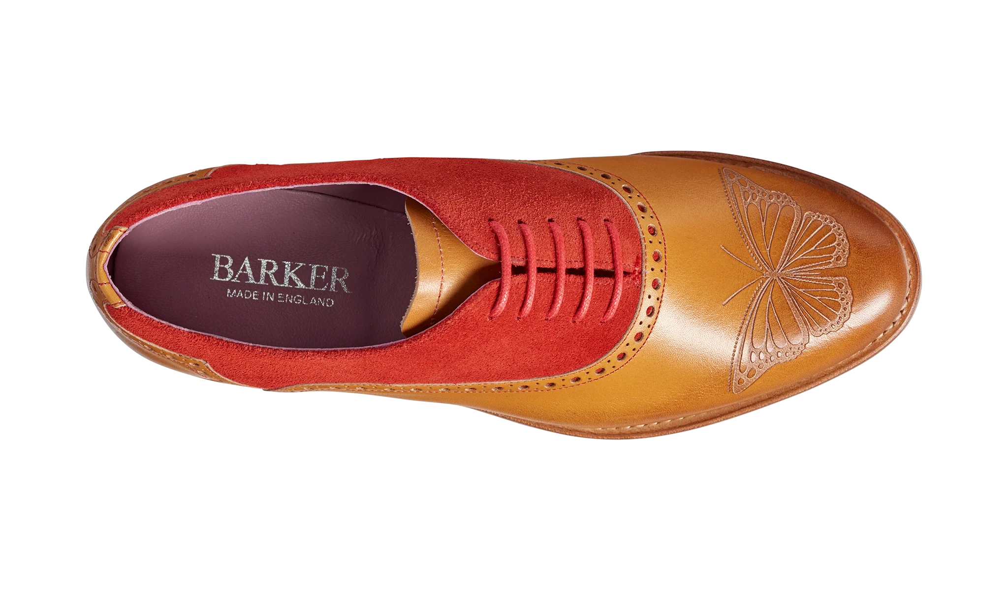 Gwen - Cedar Calf / Red Suede Oxford Shoe - Image 3