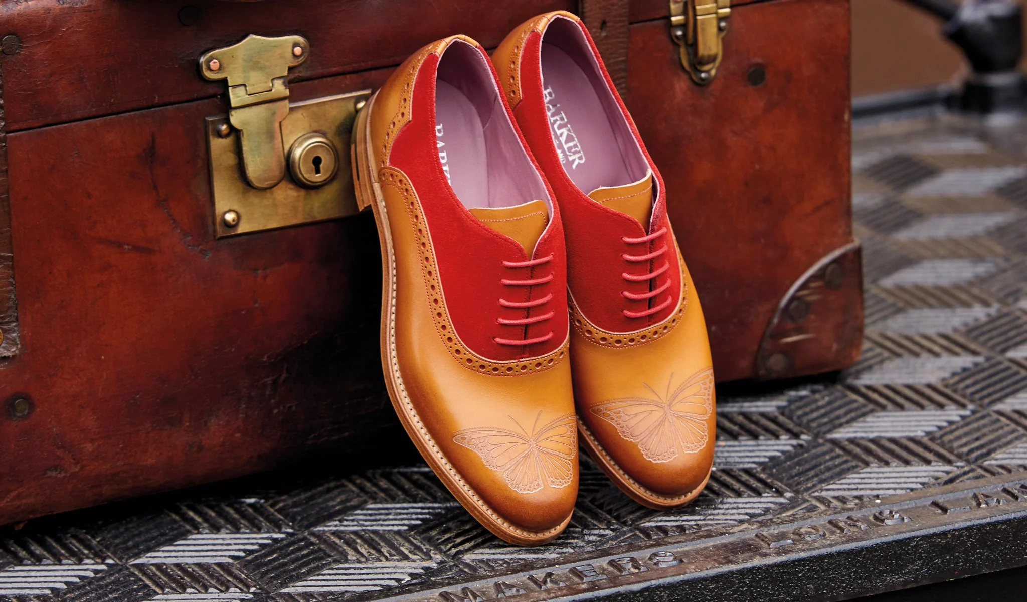 Gwen - Cedar Calf / Red Suede Oxford Shoe - Image 5