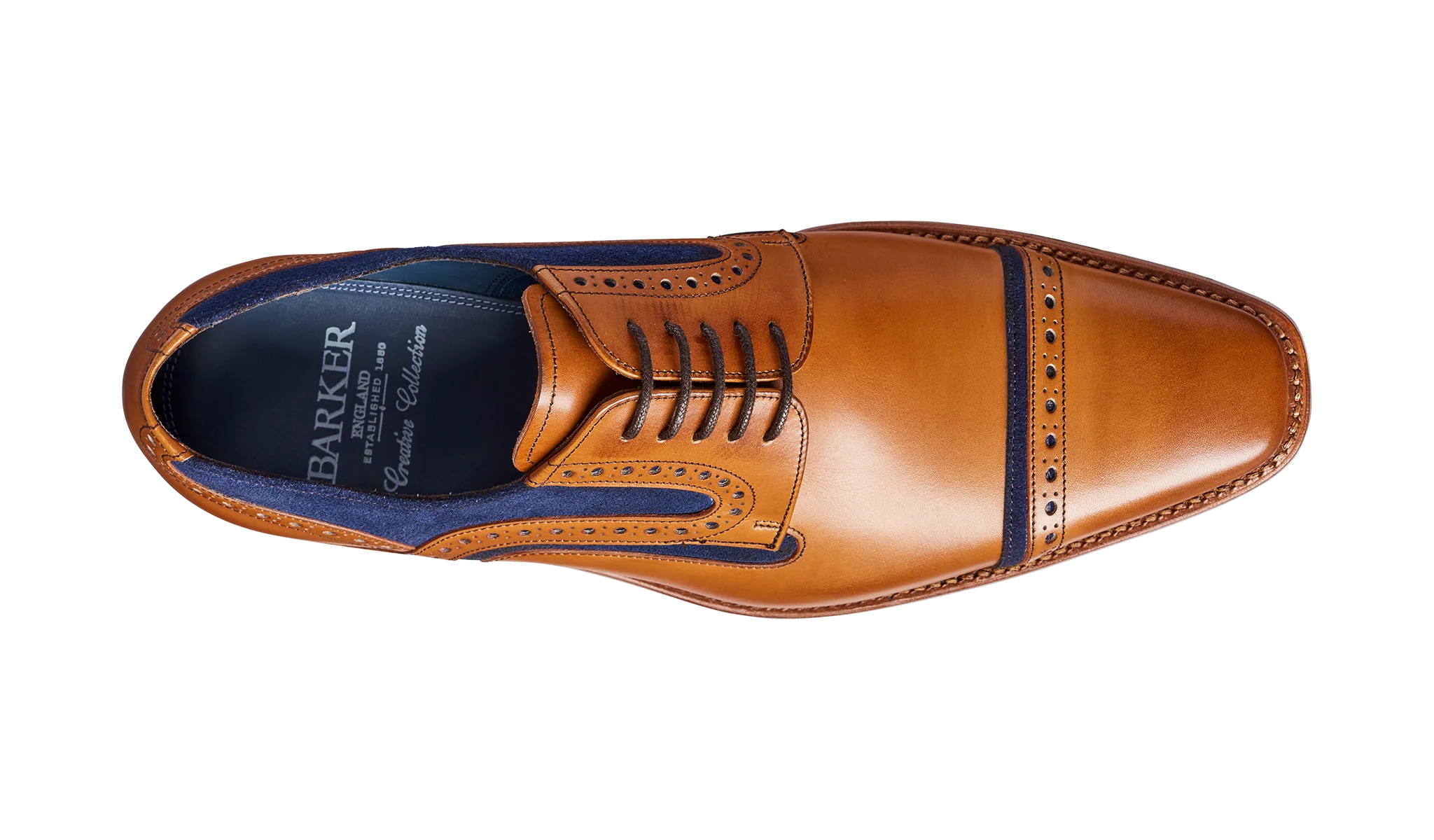 Haig - Cedar Calf / Blue Suede Toe Cap Derby Shoe - Image 3