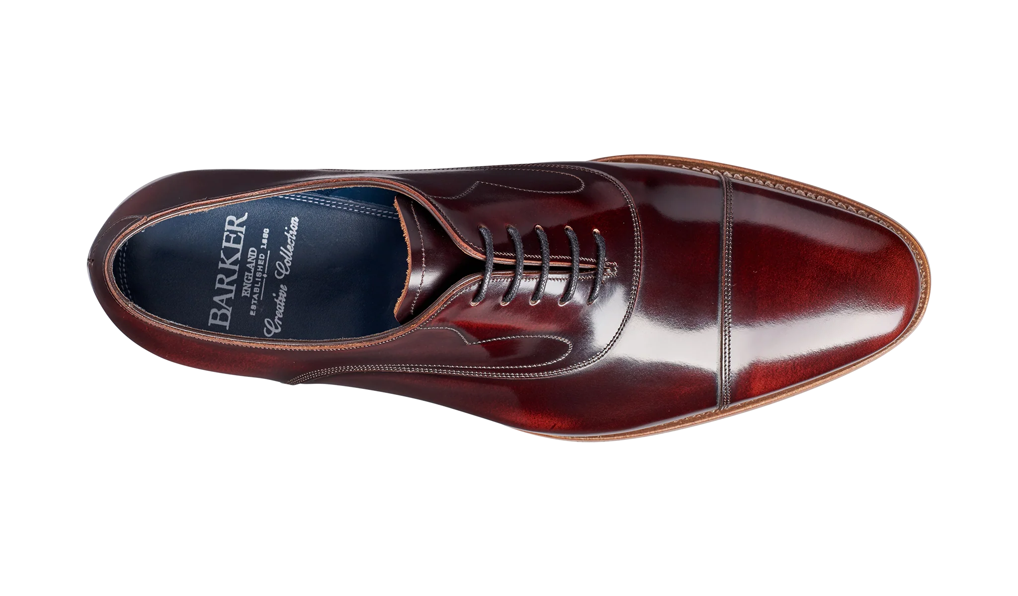 Hartley - Brandy Hi-Shine Oxford toe-cap Shoe - Image 3