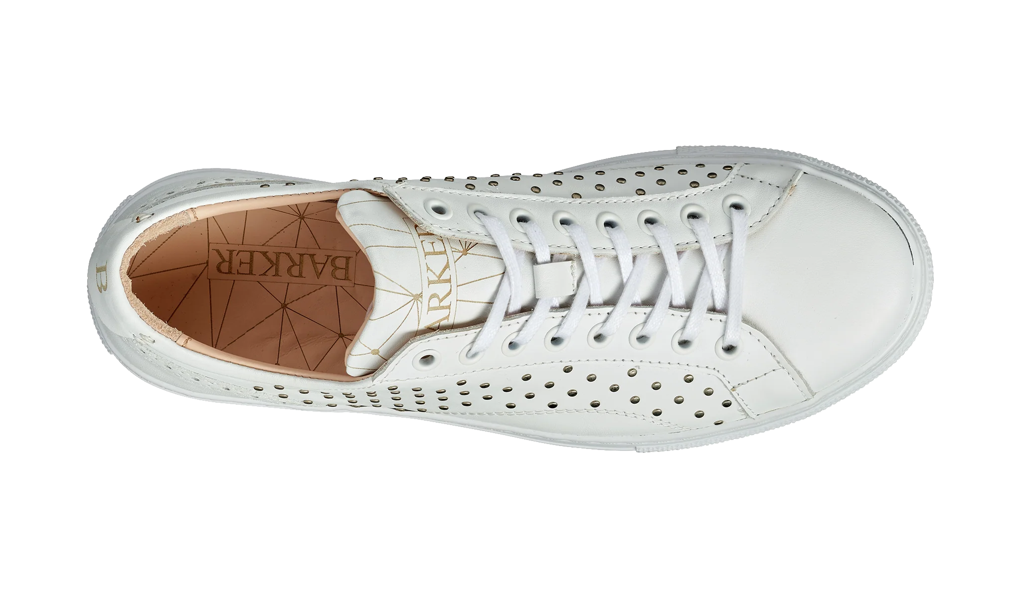 Isla - White Calf / Studs Womens Rubber Cup Sneaker Shoe - Image 3