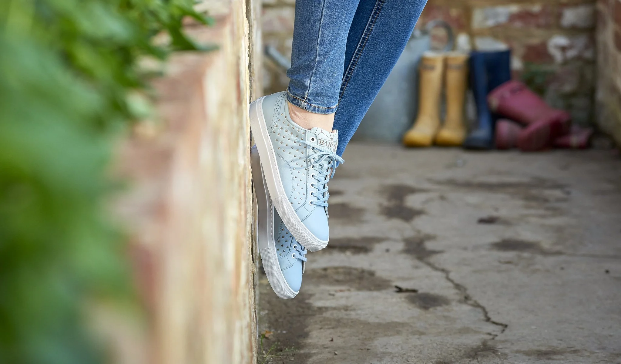 Isla - White Calf / Studs Womens Rubber Cup Sneaker Shoe - Image 5