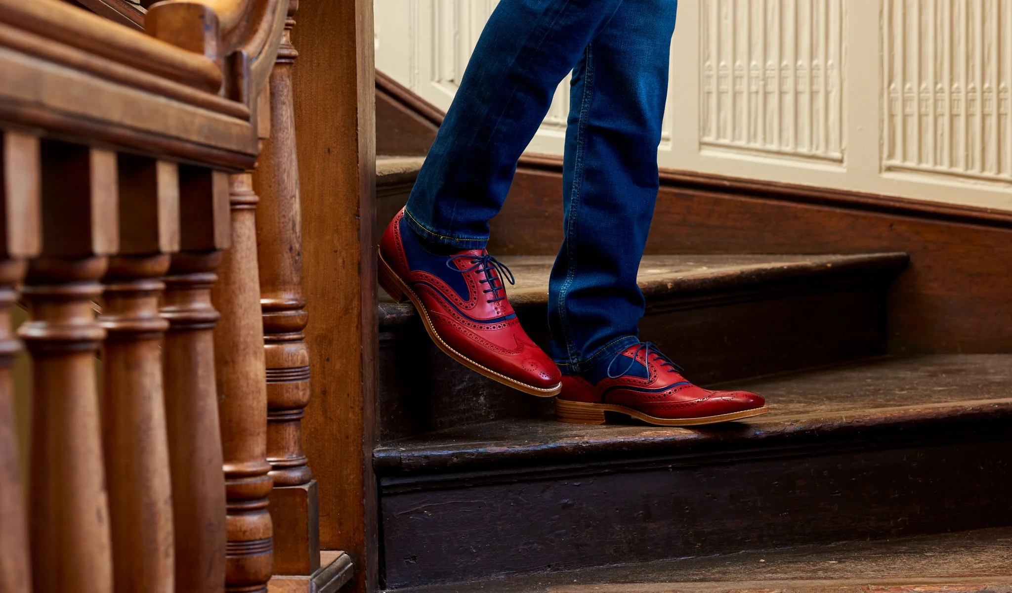Mcclean - Navy Hand Painted / Choc Suede - Image 5