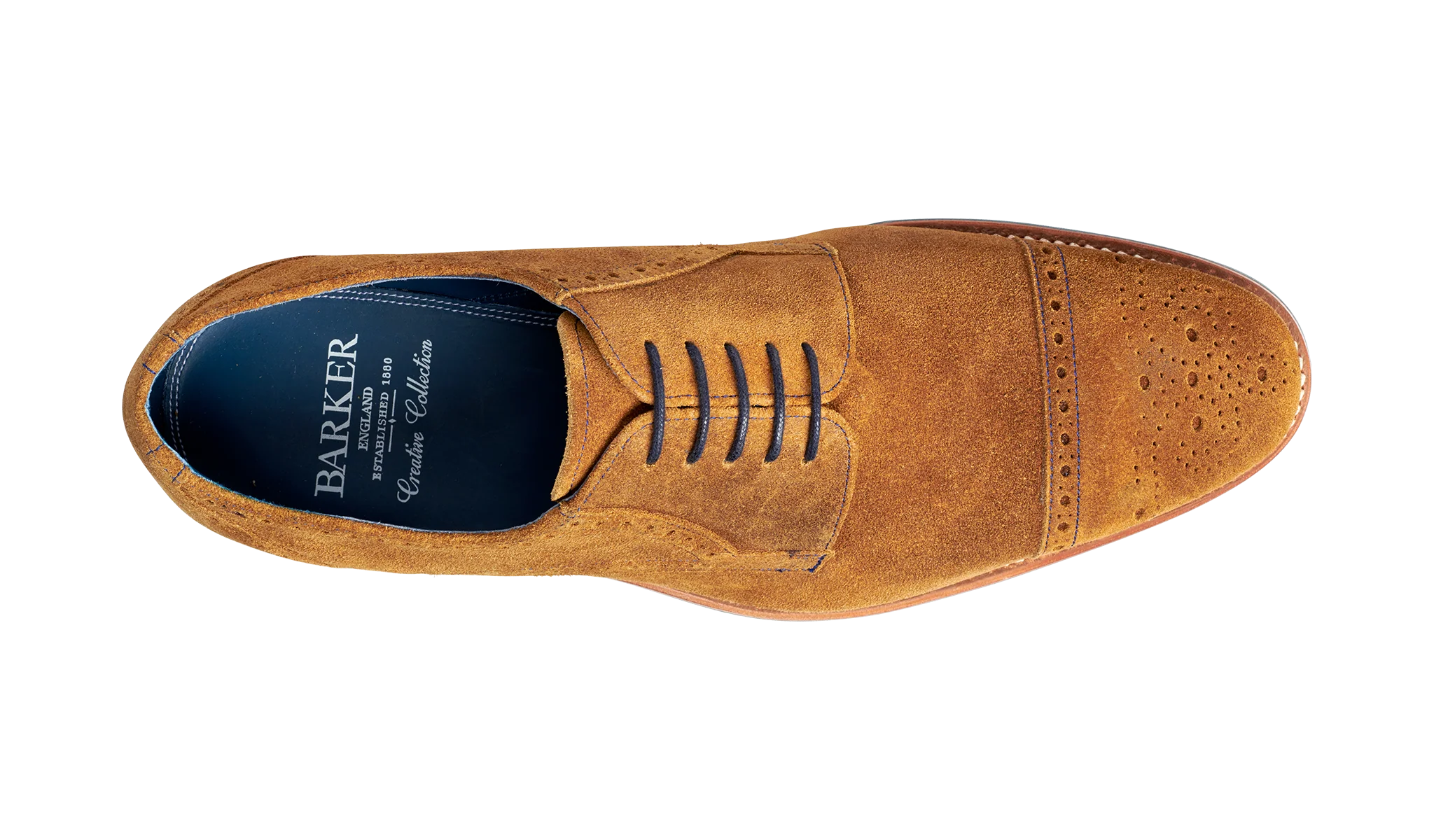 Nixon - Tan Burnished Suede Brogue Shoe - Image 3