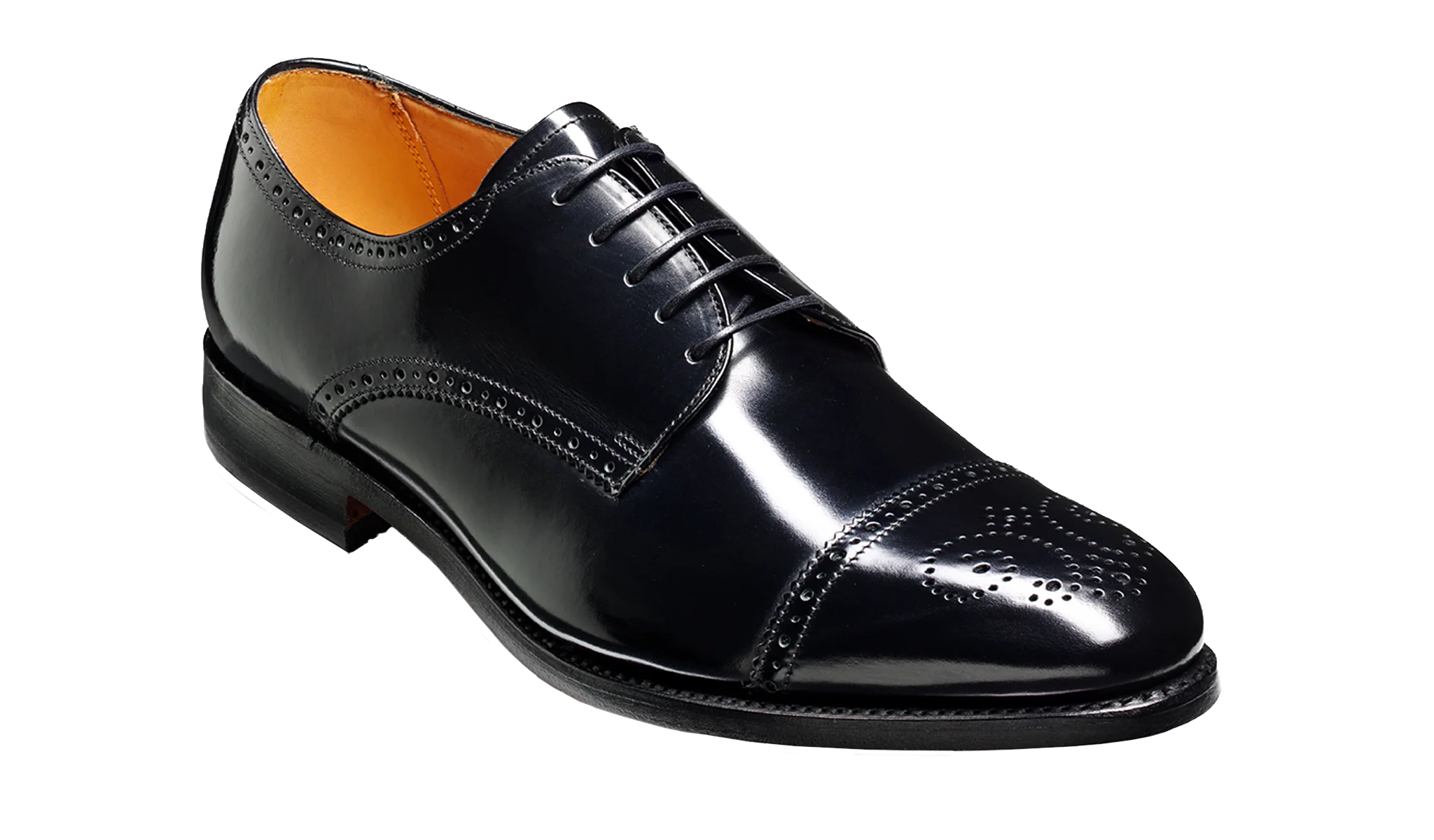 Perth - Black Hi-Shine Derby Shoe