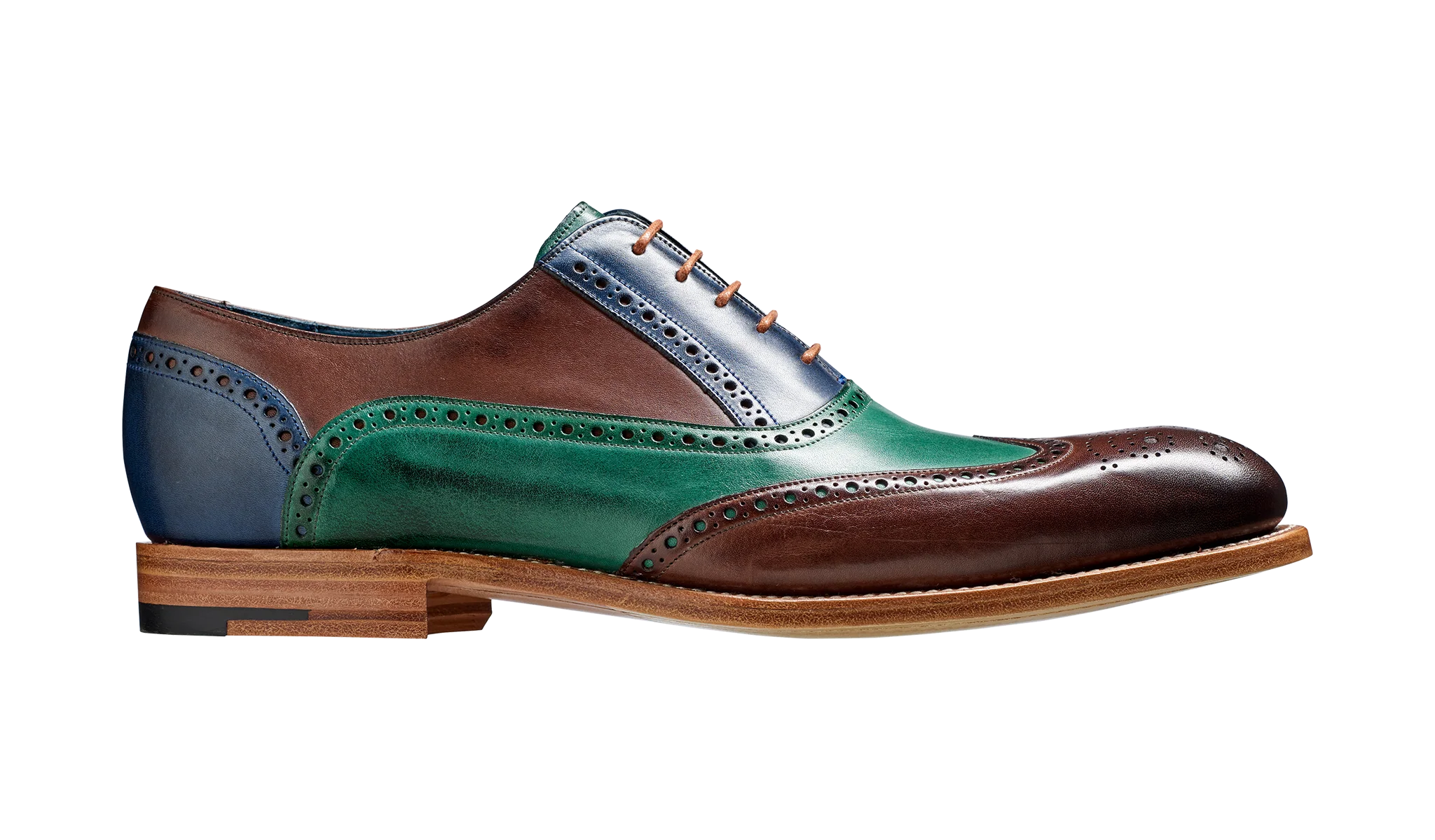Valiant Multi - Ebony / Green / Blue Hand Painted Oxford Brogue - Image 2