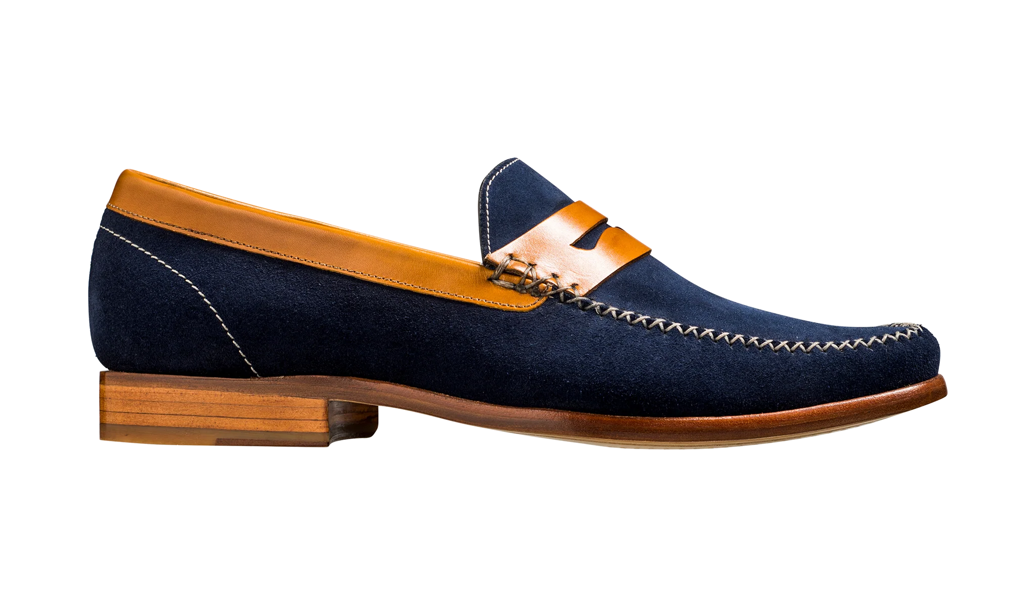 William - Navy Suede / Cedar Collar Loafer - Image 2