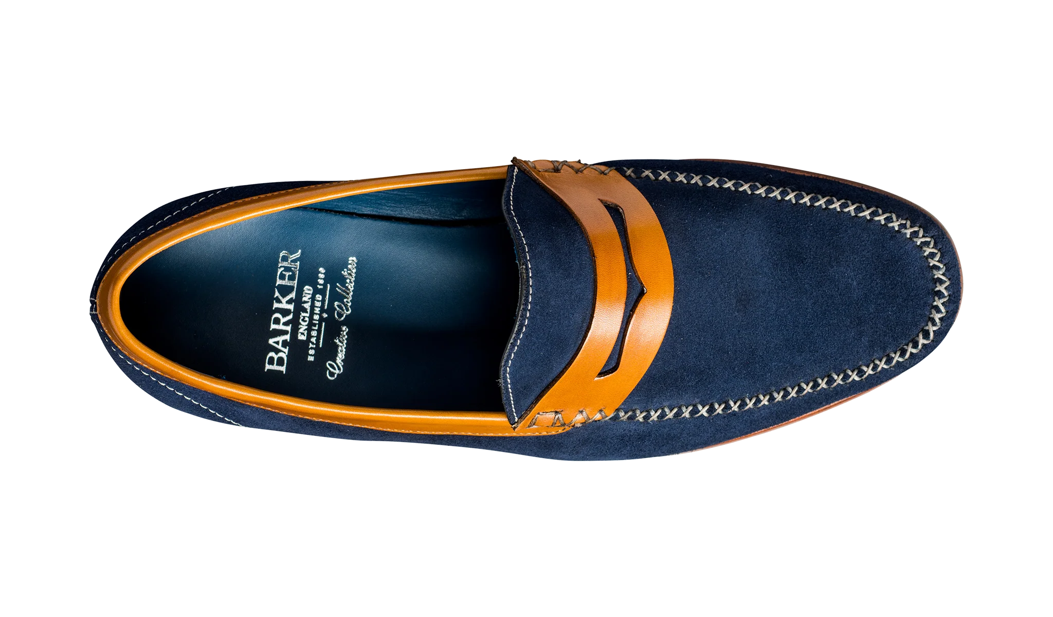 William - Navy Suede / Cedar Collar Loafer - Image 3